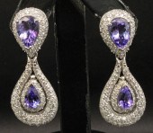 PR OF 14K TANZANITE AND DIAMON