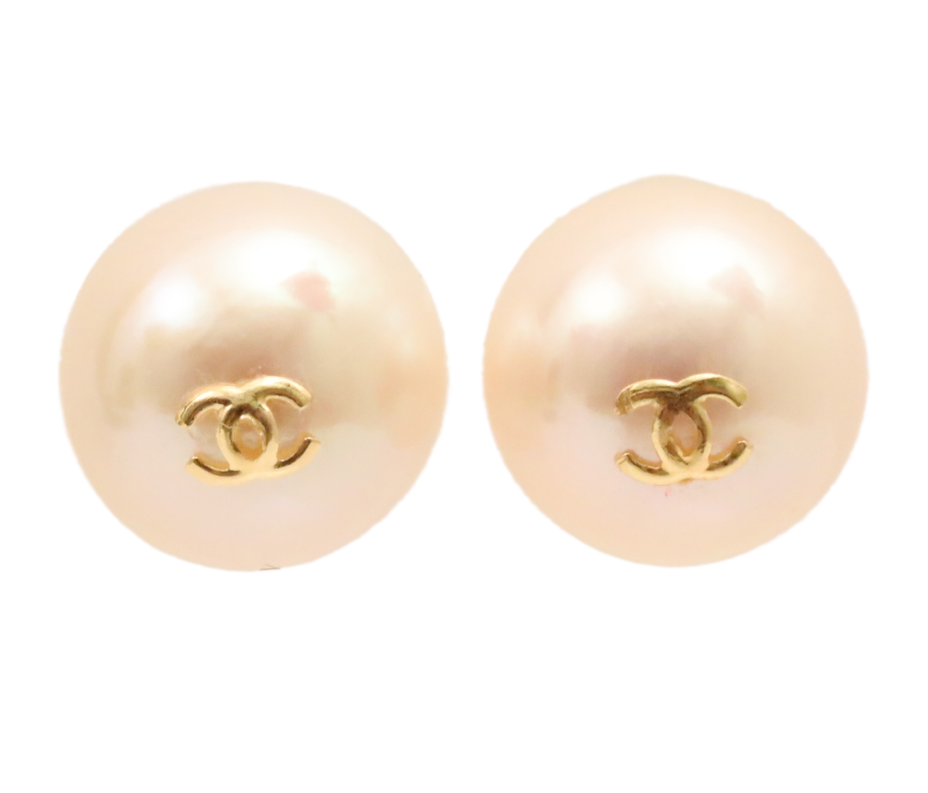PR. OF 18K 14MM PEARL EARRINGS Pair
