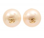 PR. OF 18K 14MM PEARL EARRINGS