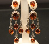 PR OF 18K DIAMOND AND CITRINE