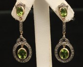PR OF 18K DIAMOND AND PERIDOT