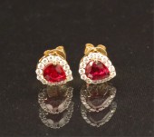 PR. OF 18K RUBY & DIAMOND EARR