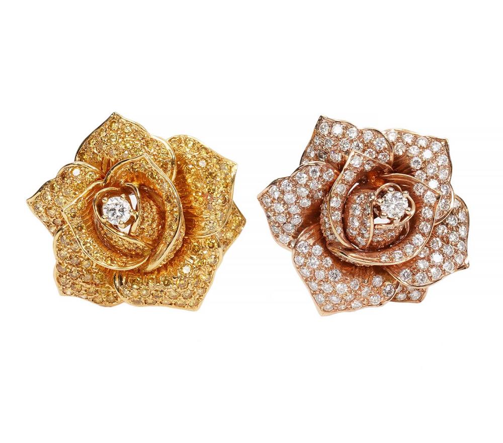PR. OF 18K SABBADINI DIAMOND FLORAL