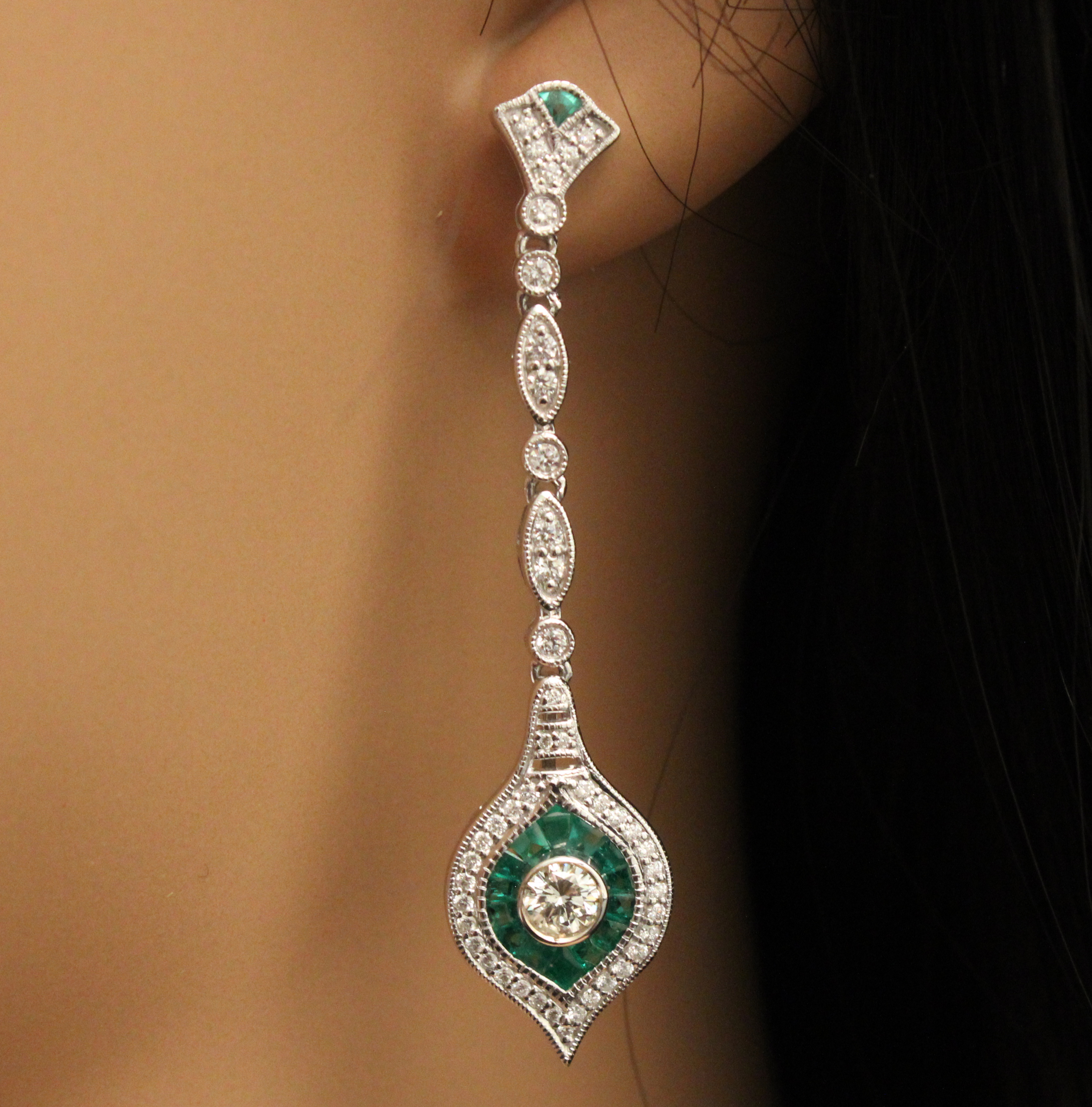 PR OF 18K WHITE GOLD DIAMOND AND