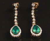 PR. OF 18K YELLOW GOLD EMERALD
