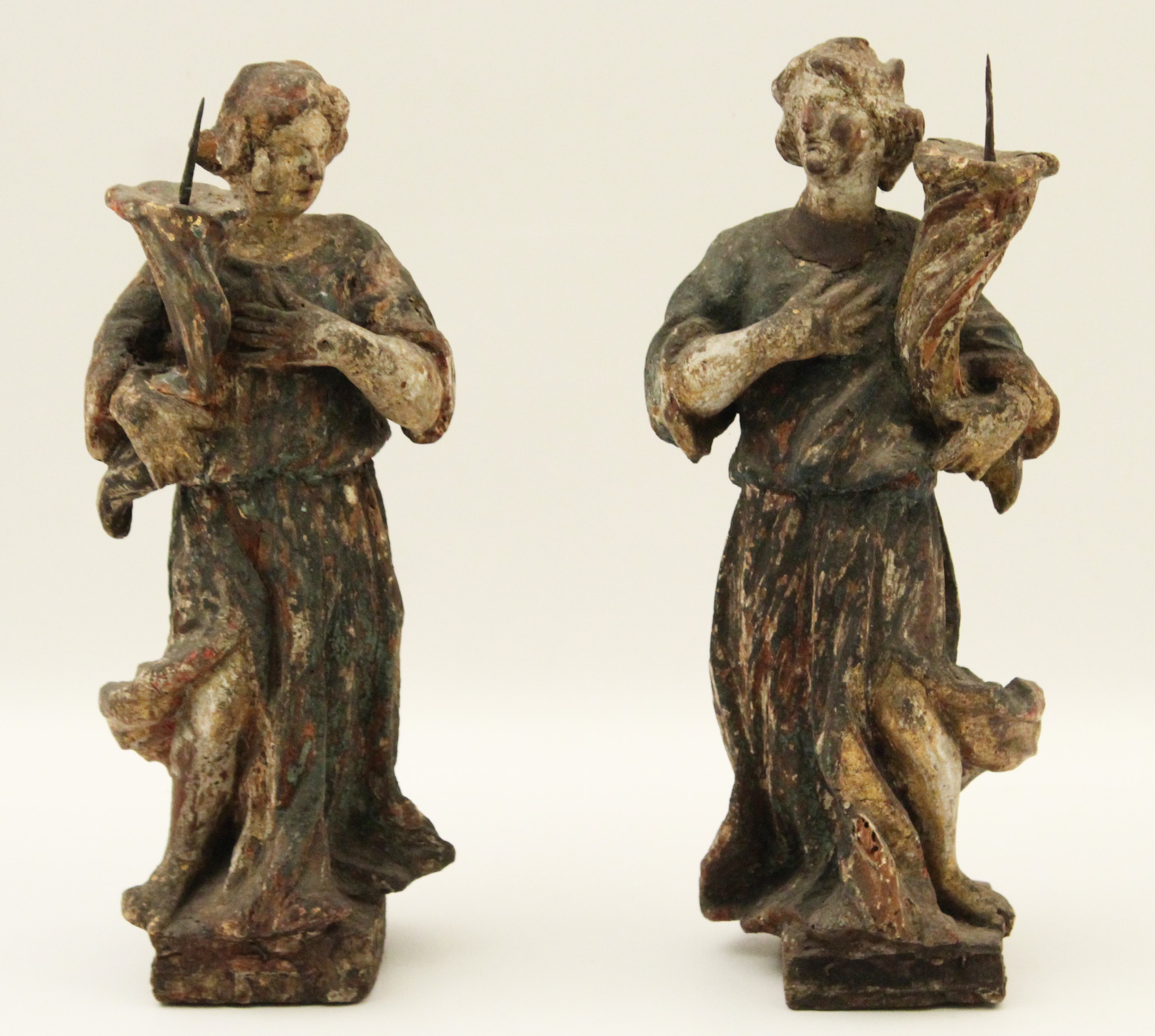 PR OF 18TH C. CARVED WOOD ANGEL