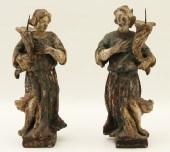 PR OF 18TH C. CARVED WOOD ANGE