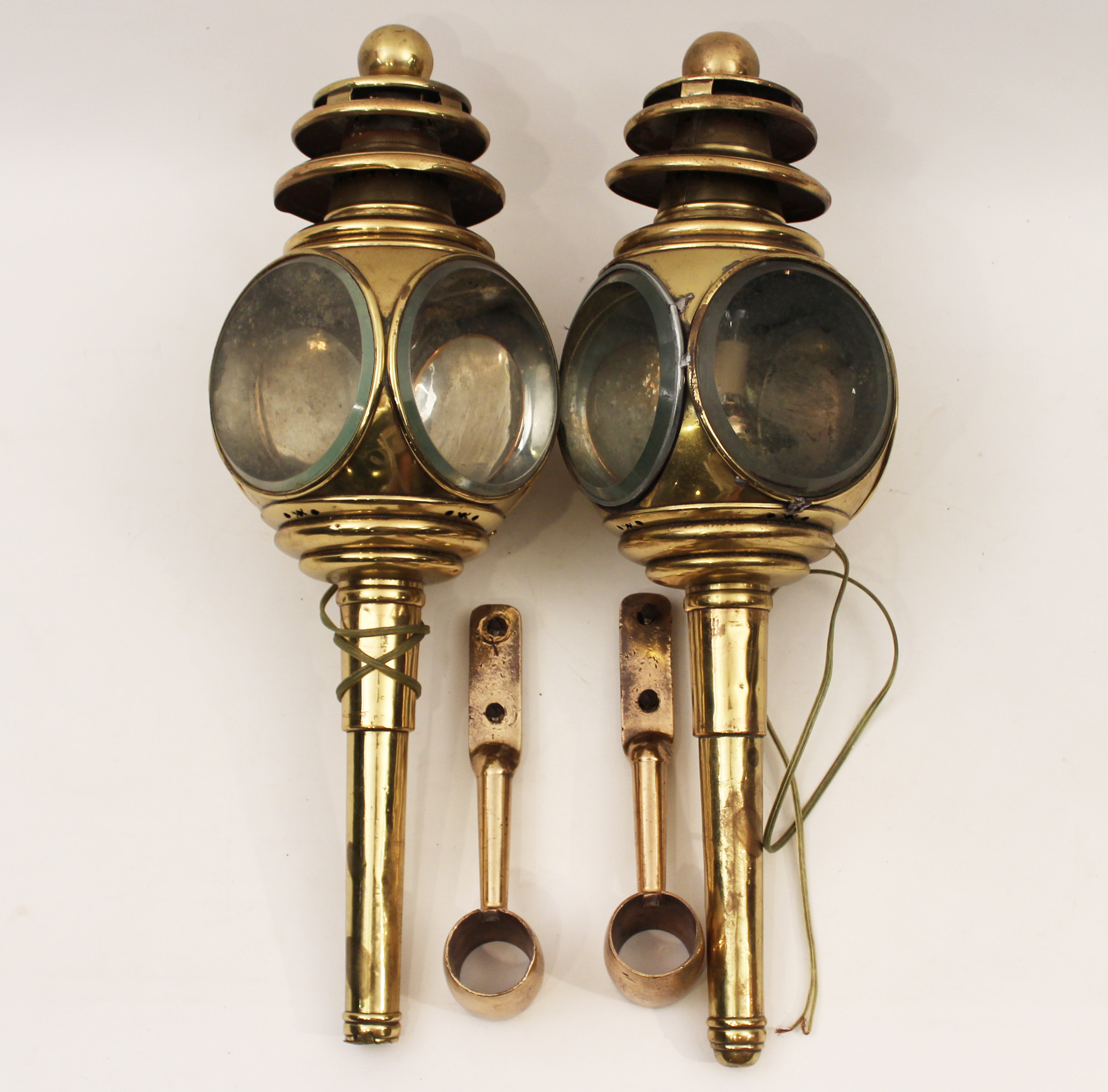 PR OF ANTIQUE ENGLISH BRASS COACH