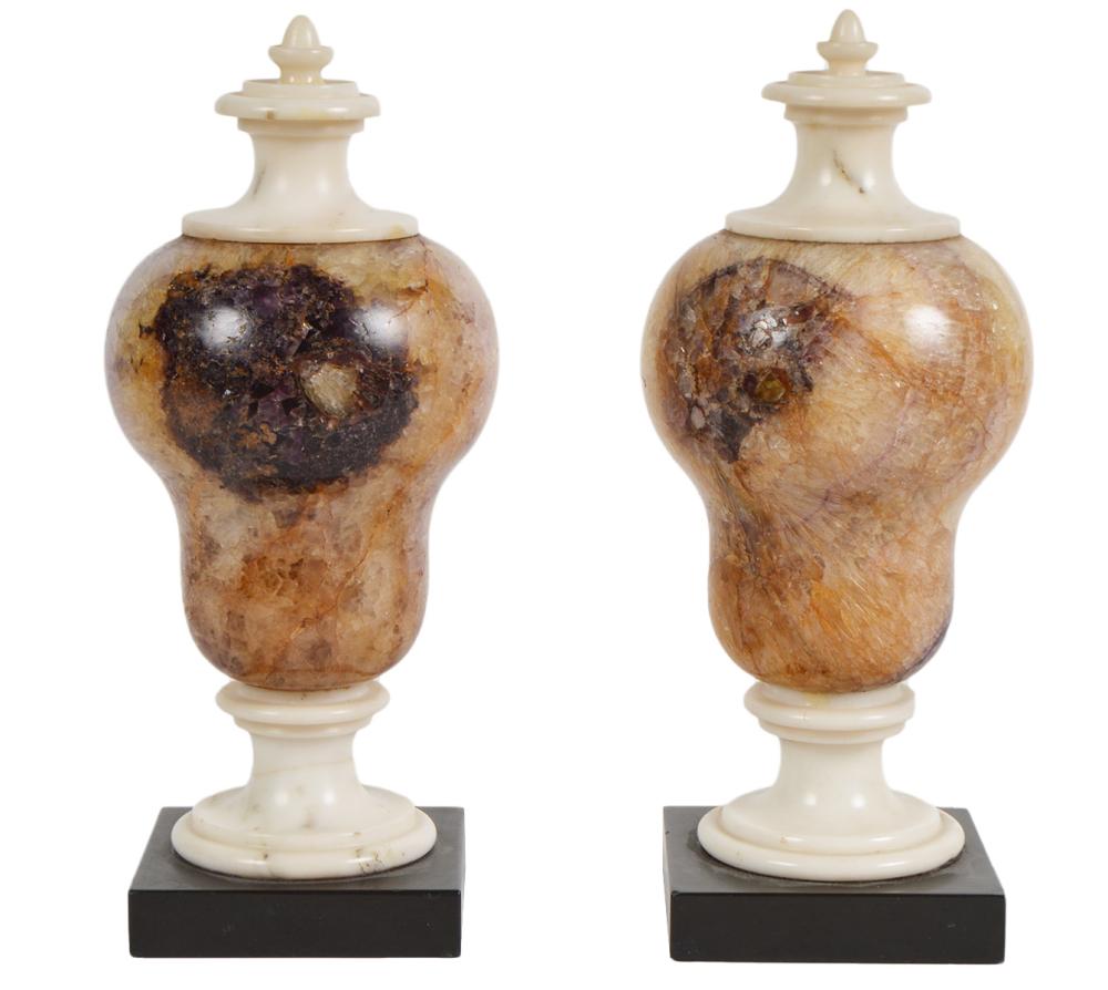 PR. OF BLUE JOHN URNS ON MARBLE