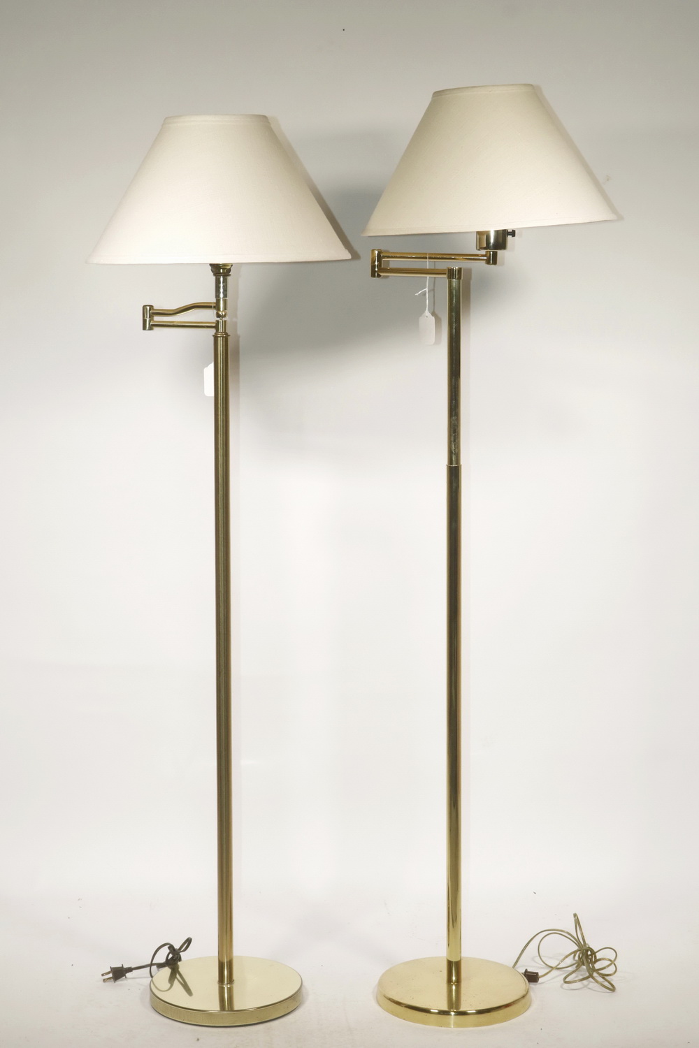 PR OF BRASS FLOOR LAMPS Pair of