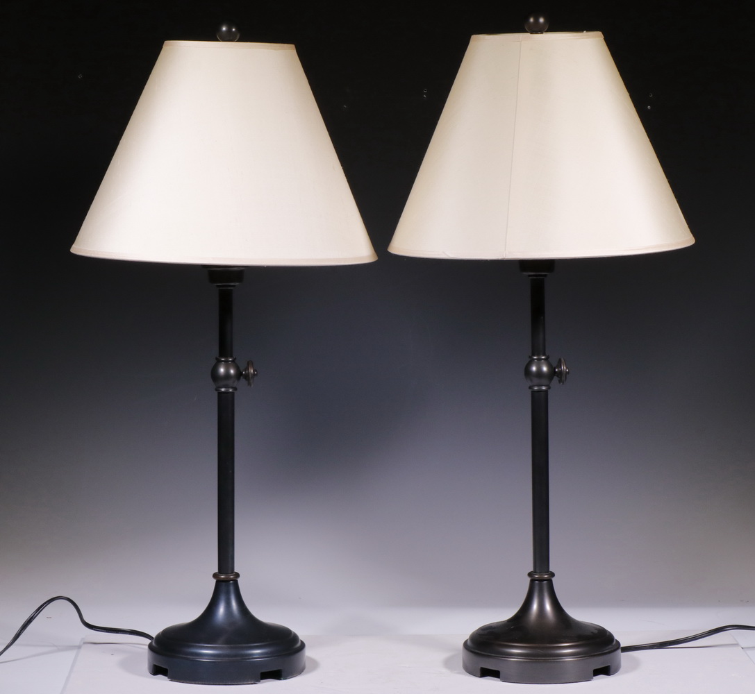 PR OF BRONZE ADJUSTABLE LAMPS