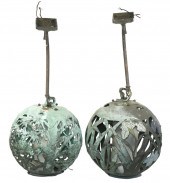 PR OF BRONZE ASIAN THEMED SPHE