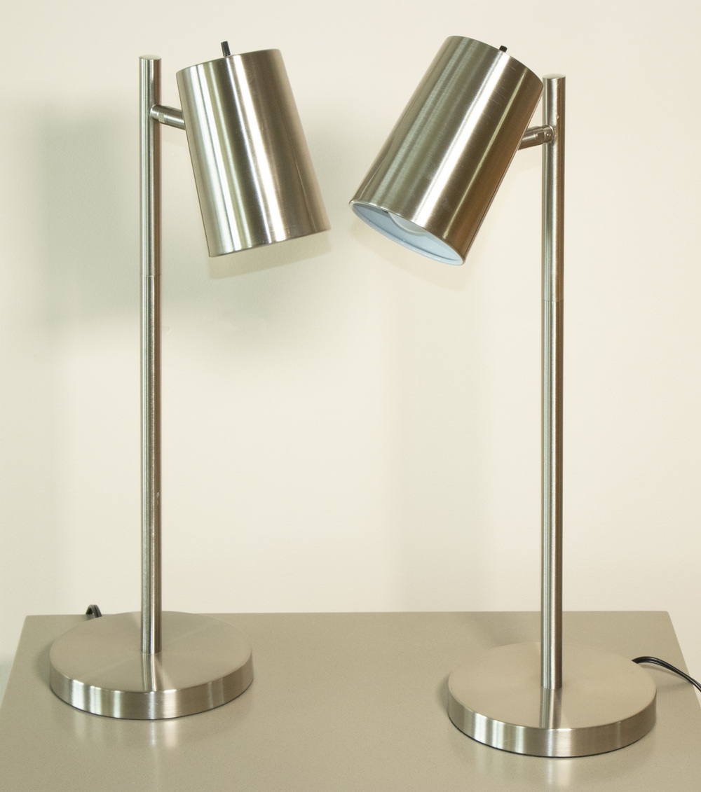 PR OF BRUSHED STEEL SIDE TABLE
