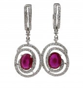 PR. OF BURMESE RUBY & DIA. EAR