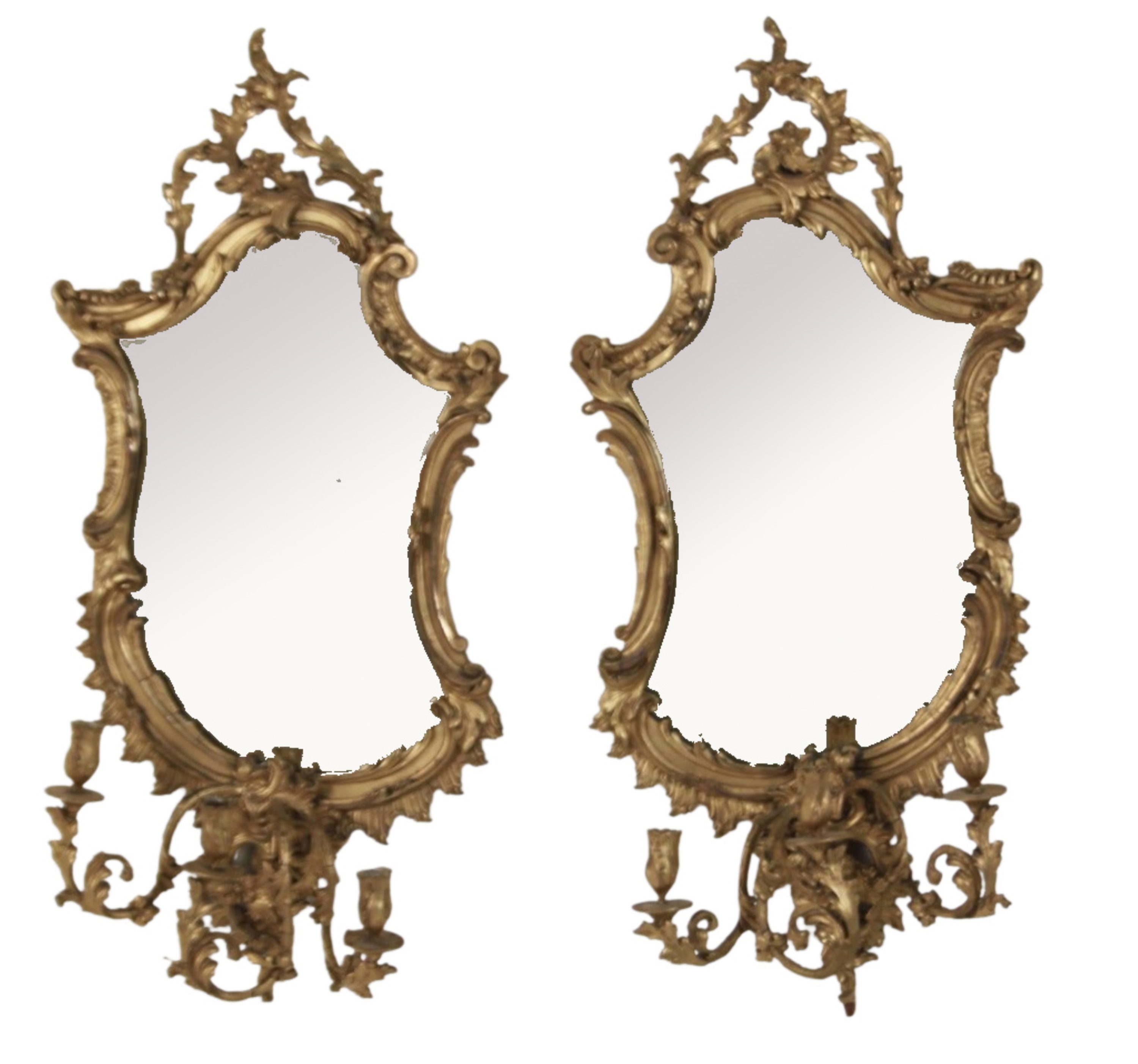 PR OF CARVED GILTWOOD MIRRORED