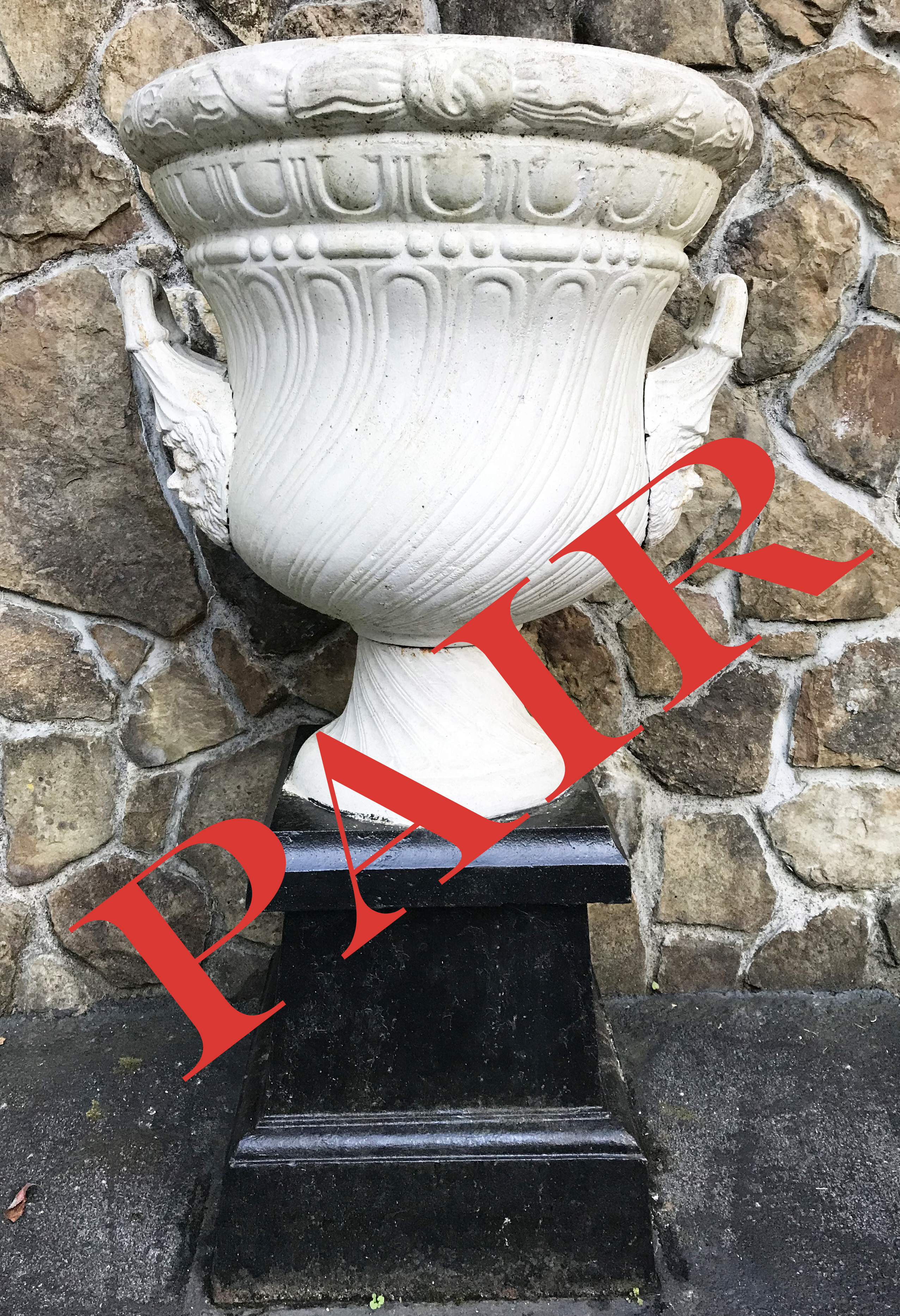 PR. OF CAST IRON URNS ON STANDS
