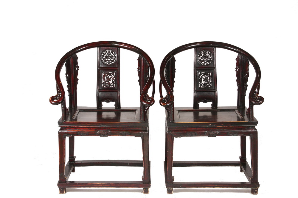 PR OF CHINESE ARMCHAIRS A pair of