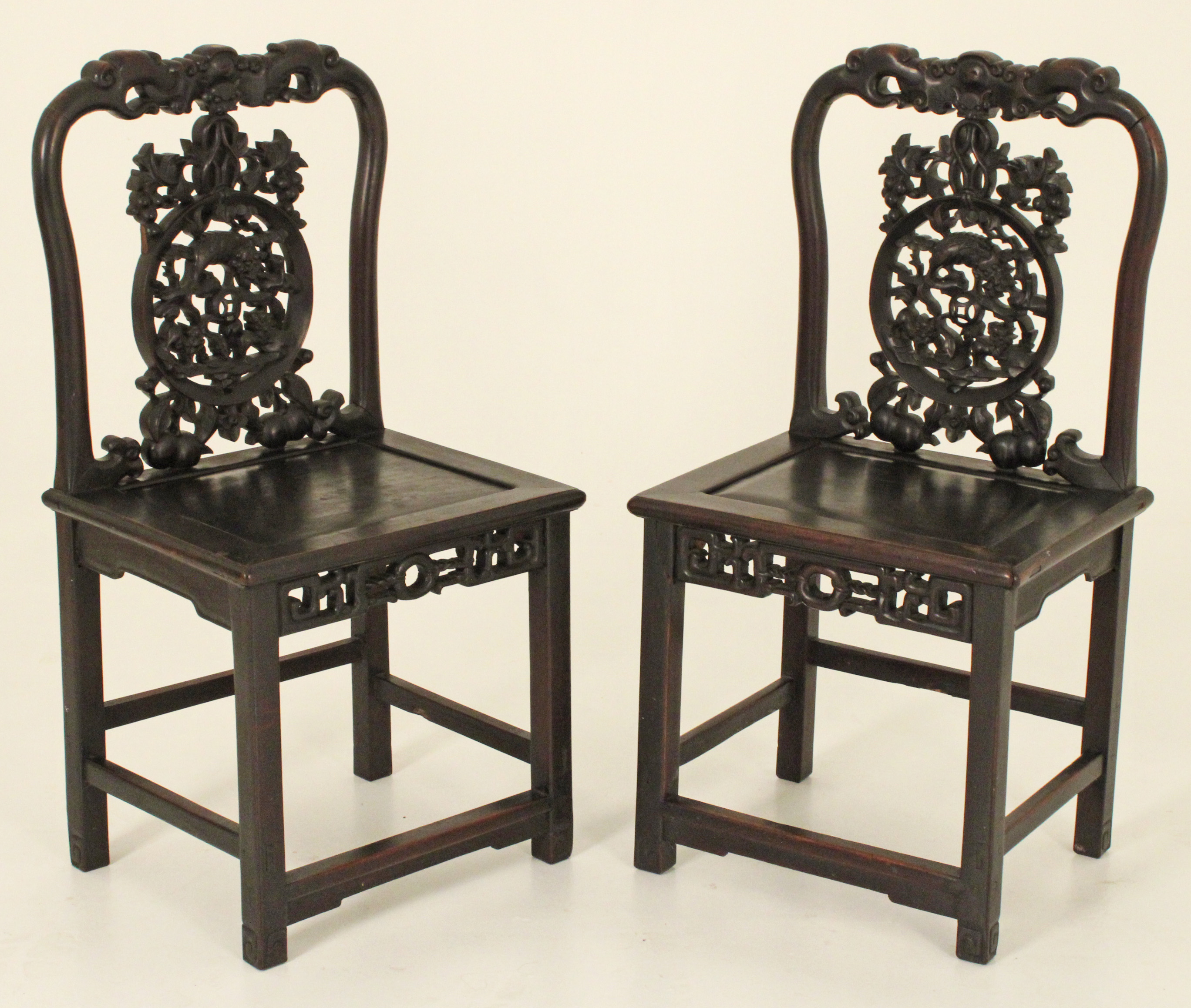 PR OF CHINESE CARVED TEAKWOOD COURT
