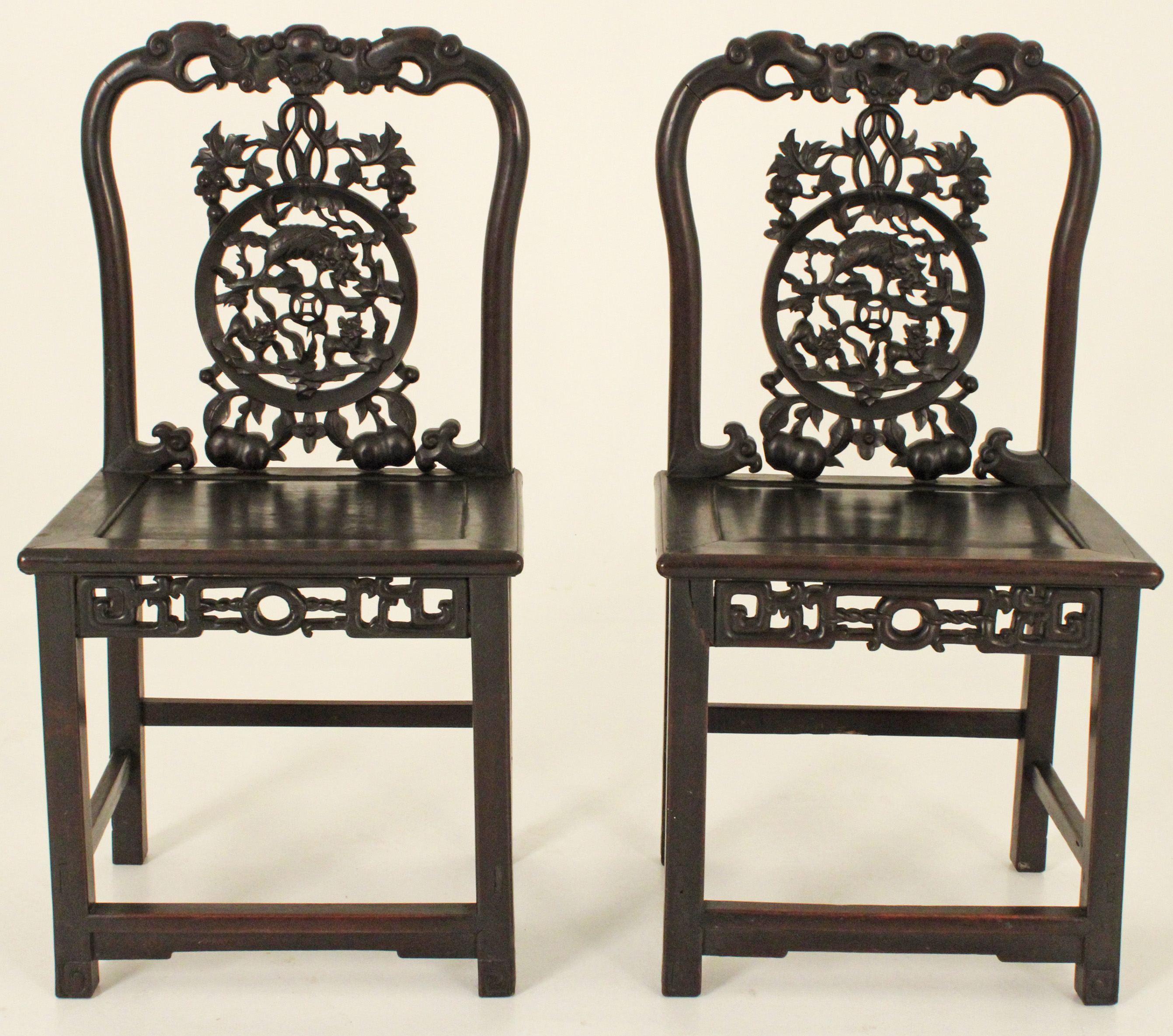 PR OF CHINESE CARVED TEAKWOOD COURT