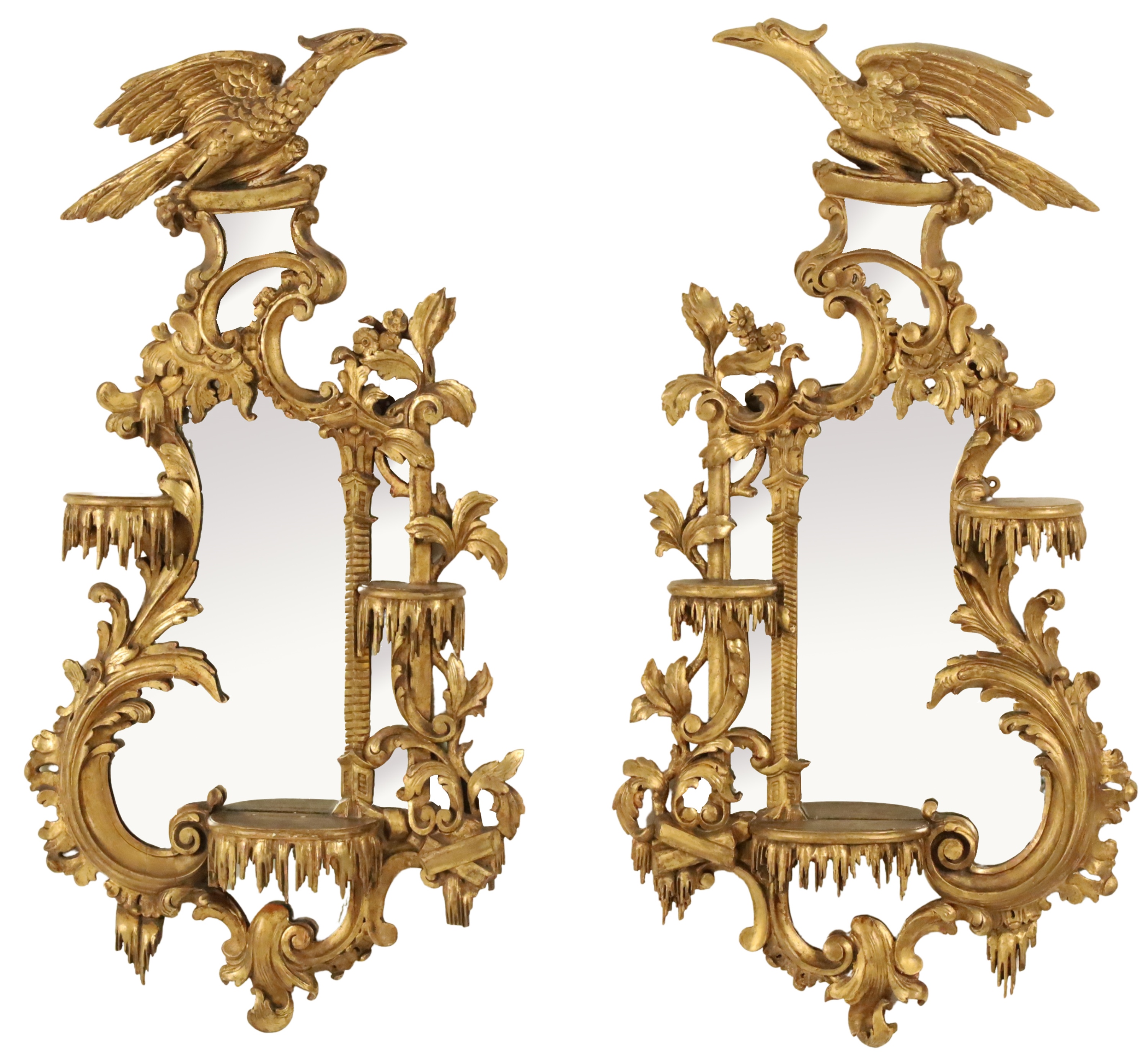 PR OF ENGLISH GILT WOOD MIRRORED