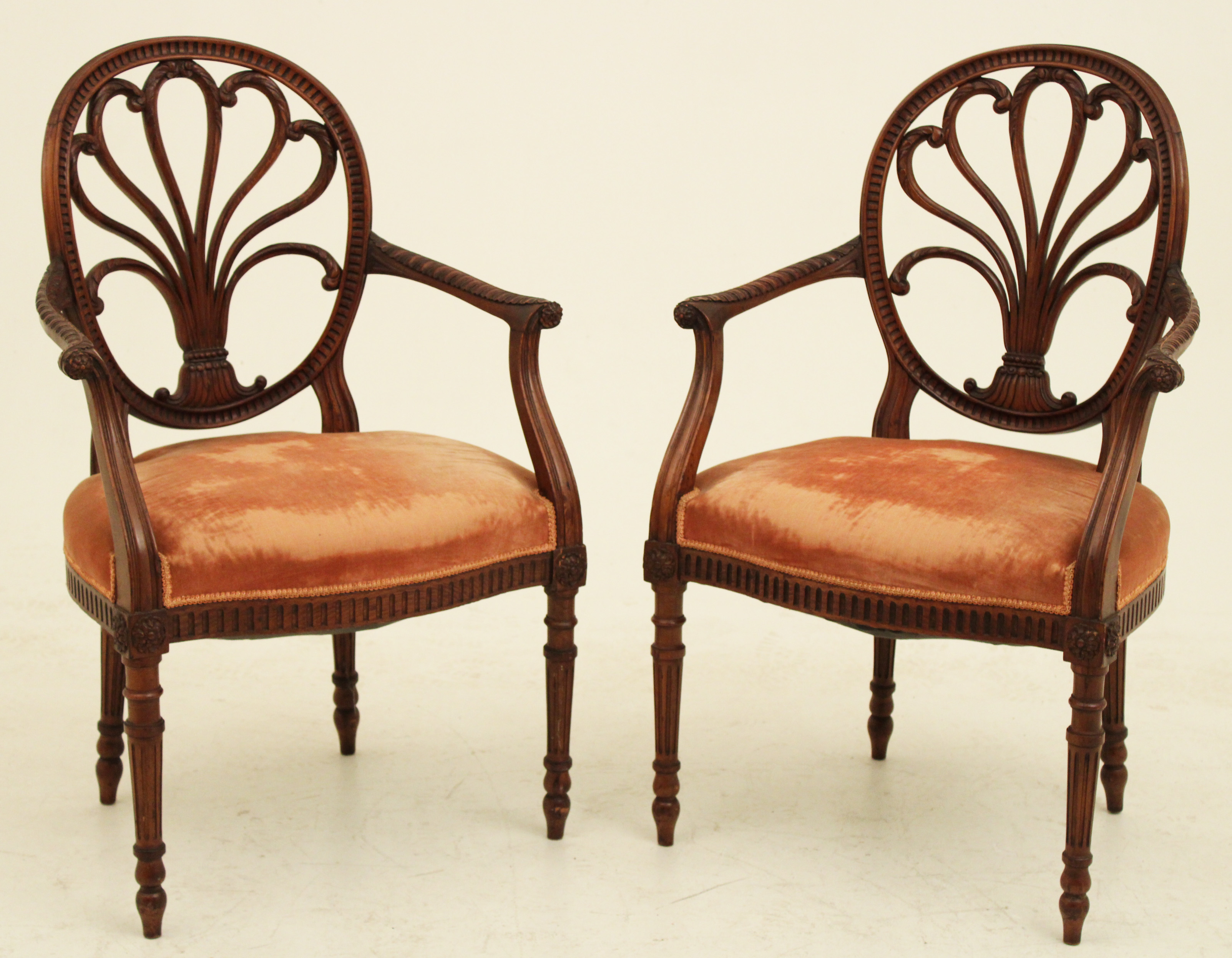 PR OF ENGLISH SHERATON ARM CHAIRS