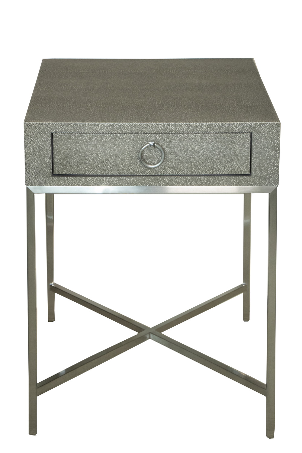 PR OF FAUX SHAGREEN NIGHT STANDS