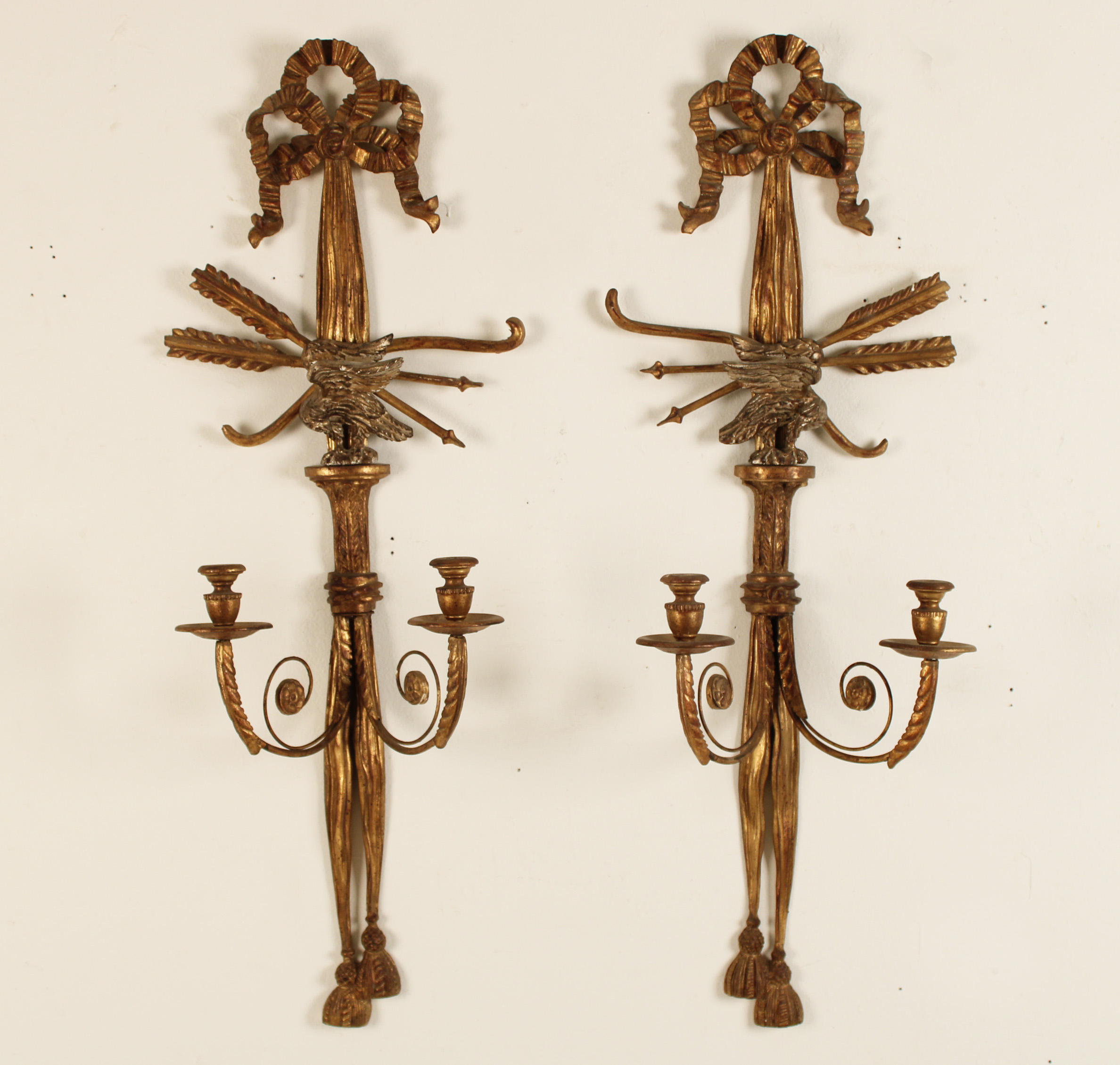 PR OF FEDERAL STYLE 2 LIGHT GILT
