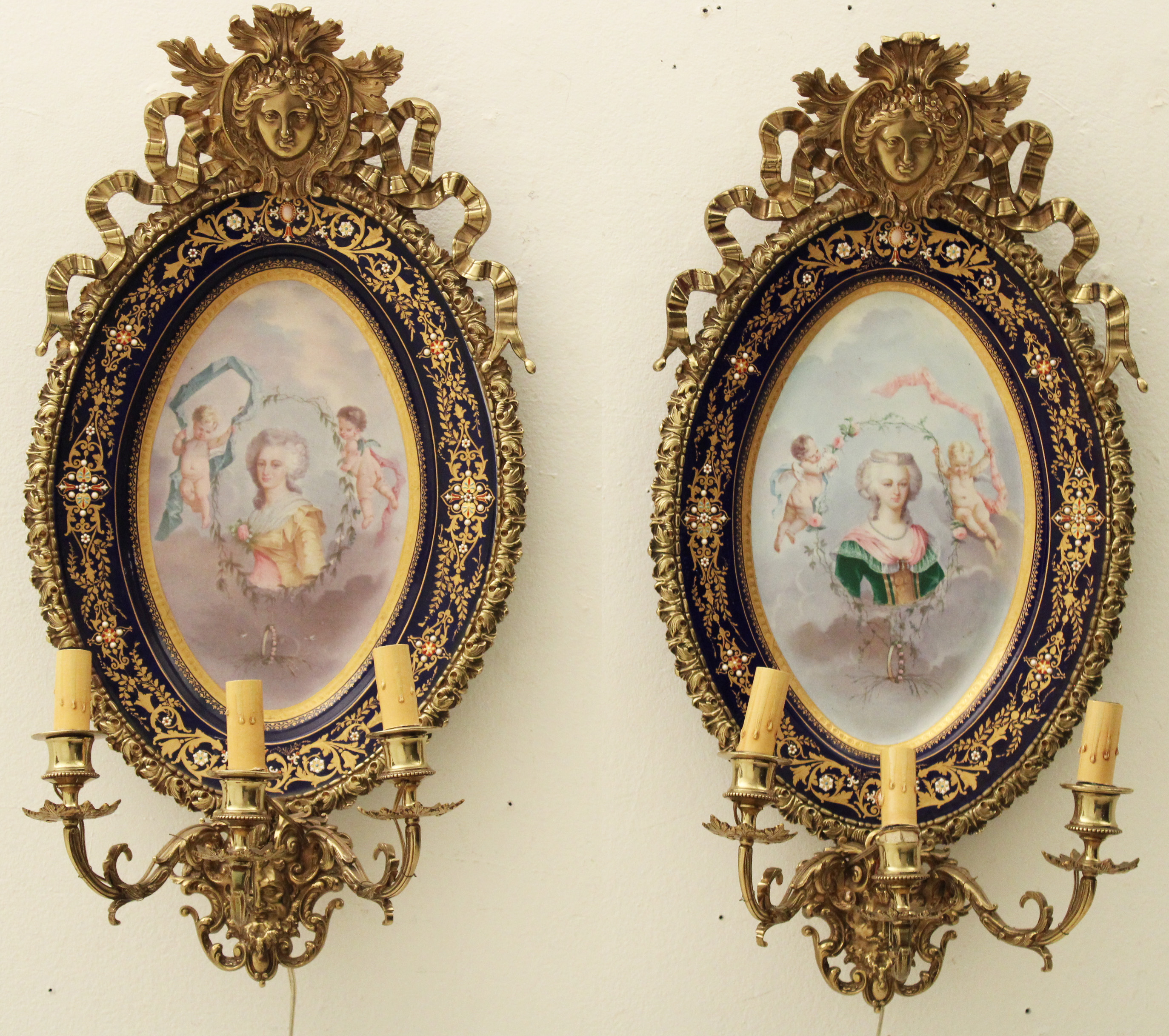 PR. OF FRENCH 3 LIGHT PORCELAIN
