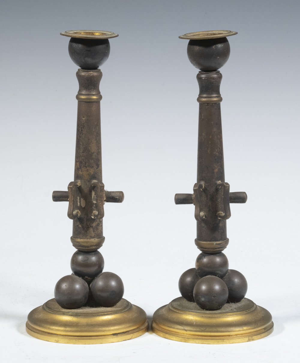 PR OF FRENCH BRONZE CANDLESTICKS
