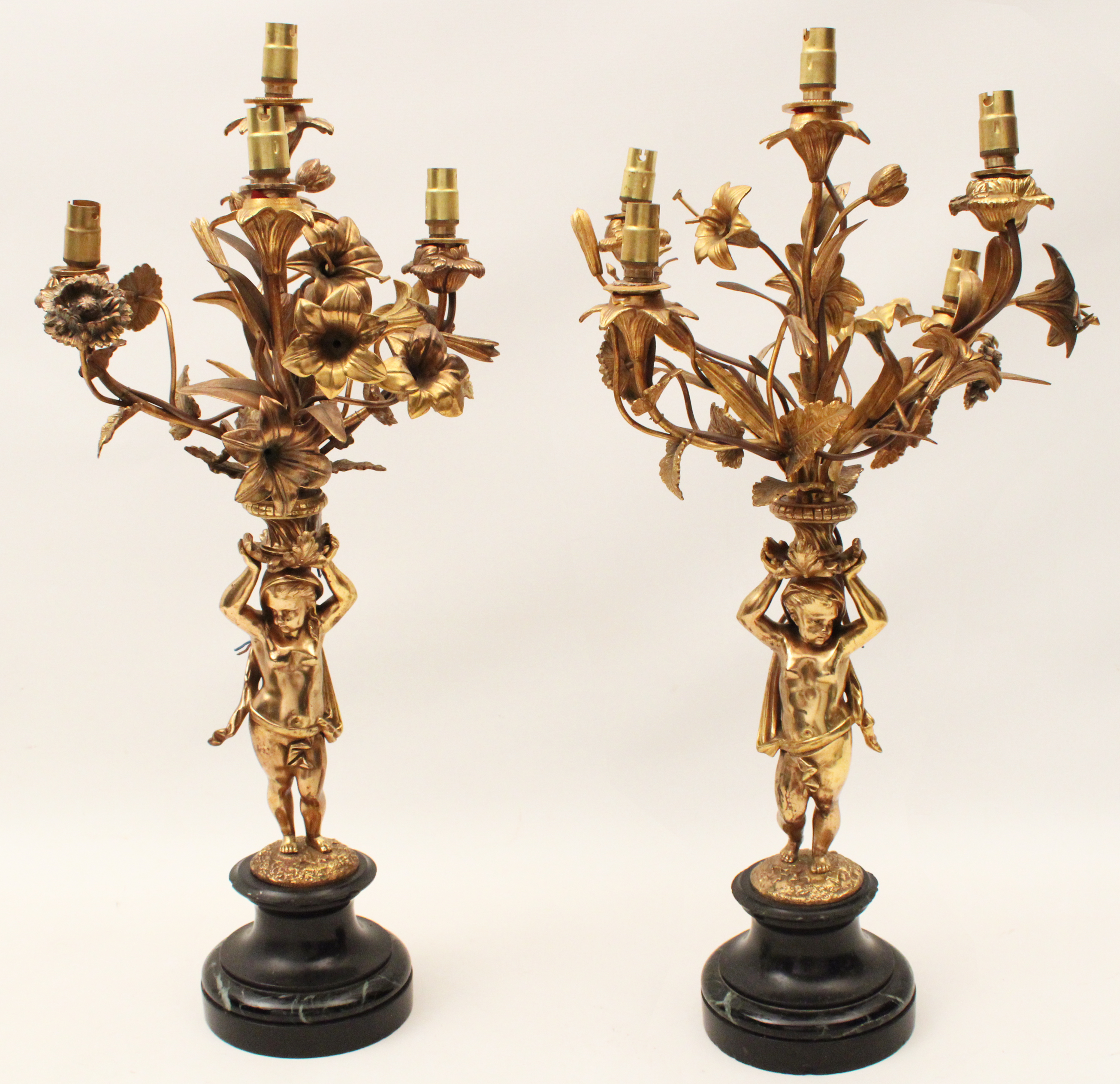 PR OF FRENCH DORE BRONZE 5 LIGHT