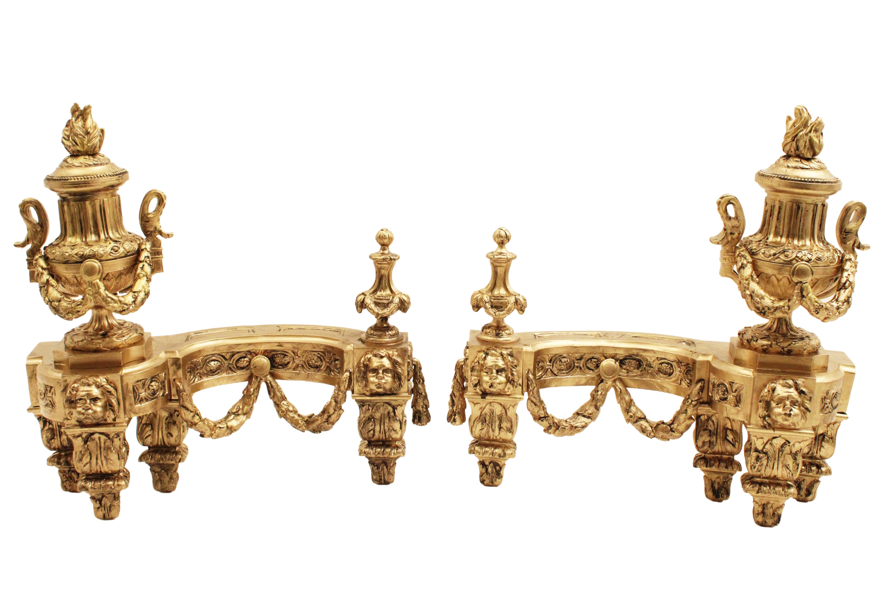 PR OF FRENCH GILT BRONZE CHENETS