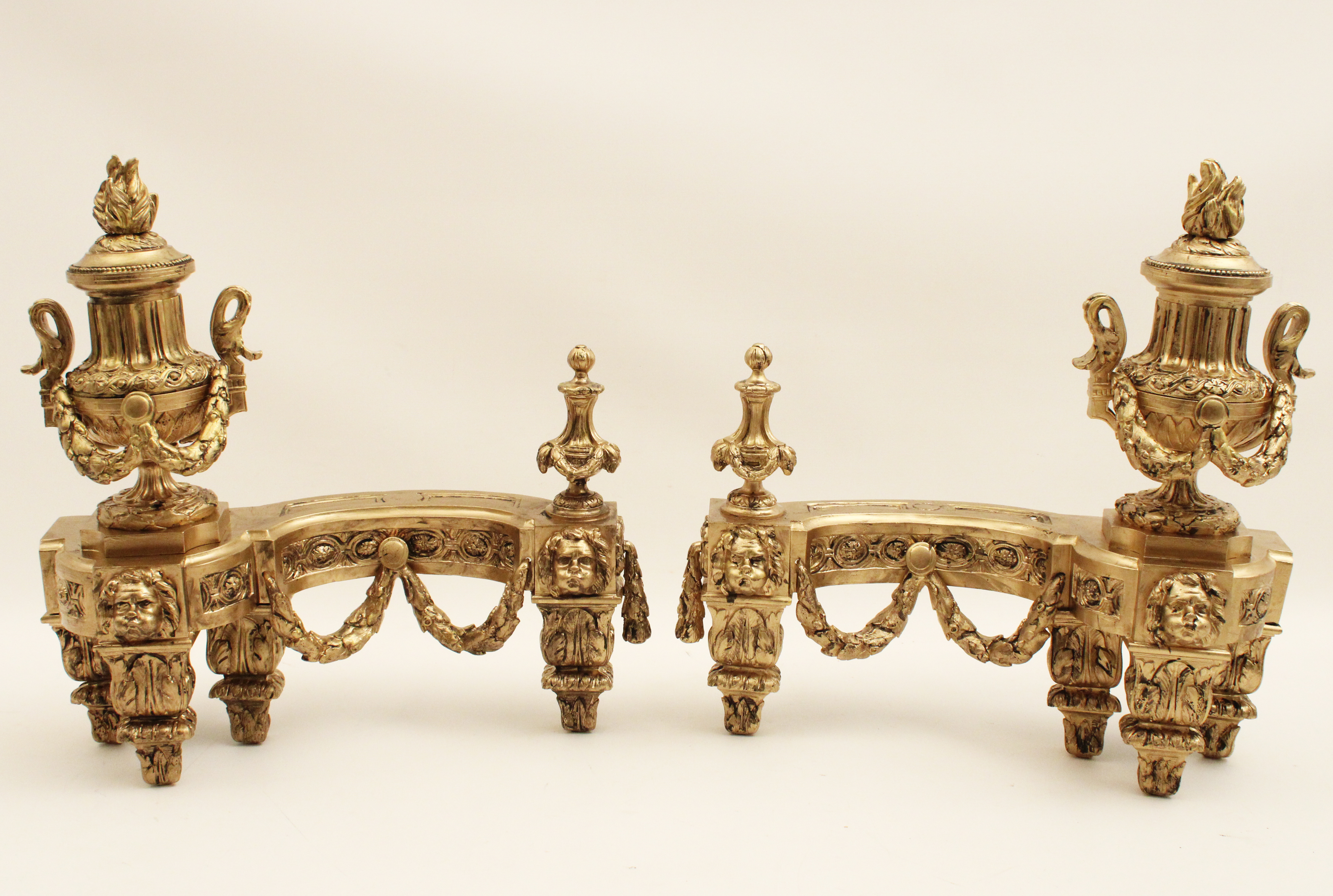 PR OF FRENCH GILT BRONZE CHENETS