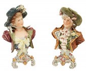 PR. OF FRENCH MAJOLICA BUSTS P
