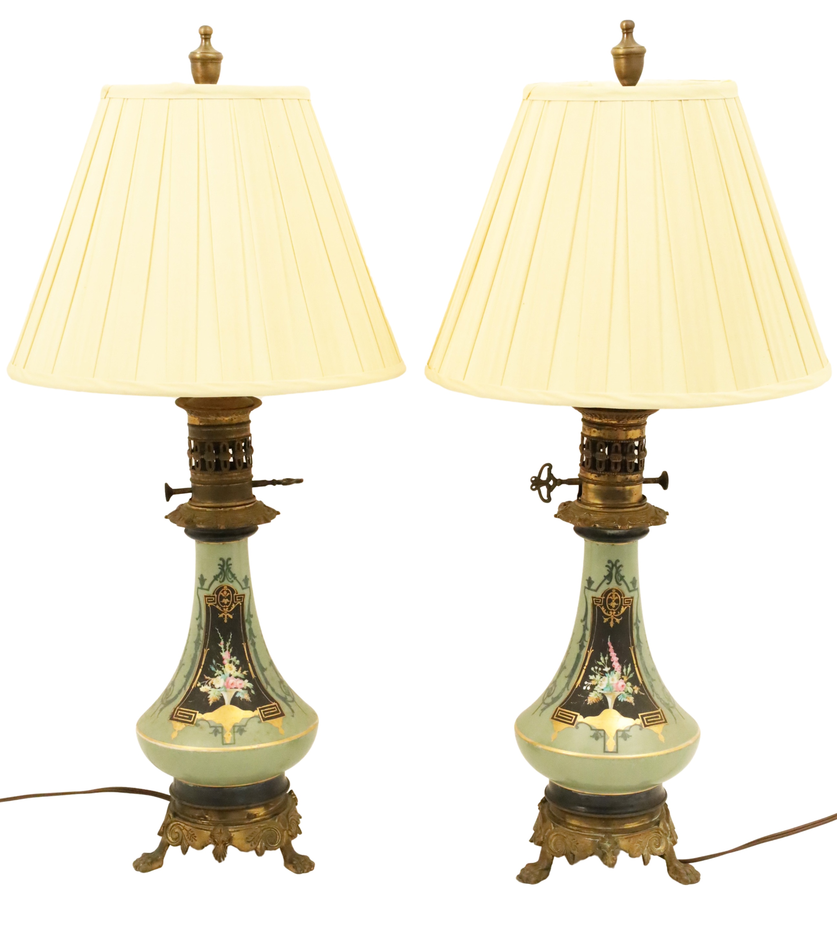 PR. OF FRENCH PORCELAIN OIL LAMPS