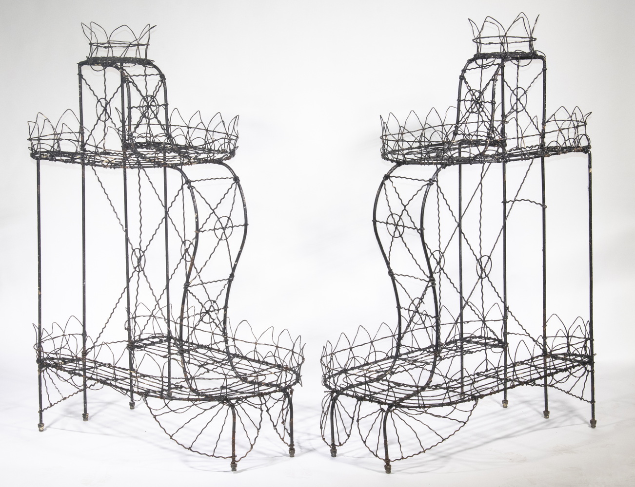PR OF FRENCH WIRE PLANT STANDS
