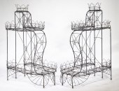 PR OF FRENCH WIRE PLANT STANDS