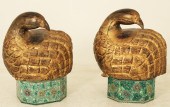 PR OF GOLD GILT ORIENTAL CARVE