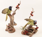 PR OF GREEN JAYS PORCELAIN BIR