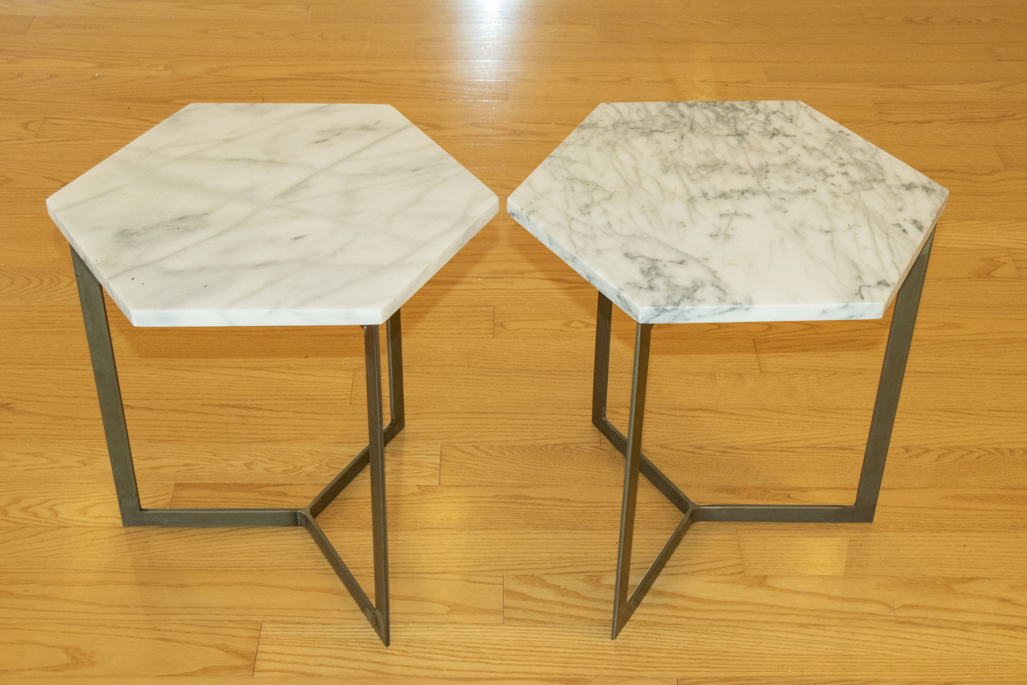PR OF HEXAGONAL MARBLE TOP SIDE