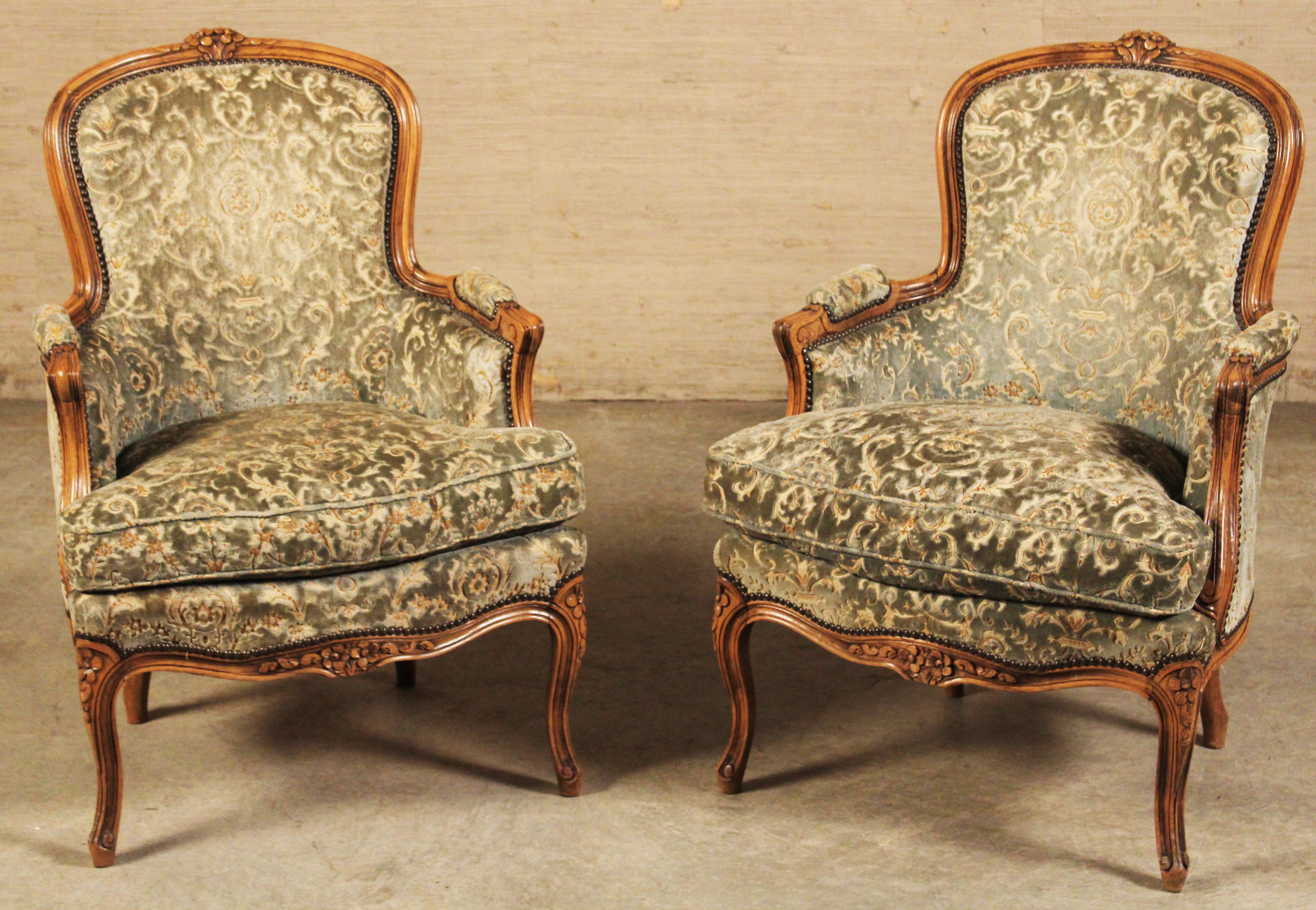 PR OF LOUIS XV STYLE STAINED WALNUT