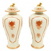 PR. OF LOWESTOFT CAPPED VASES