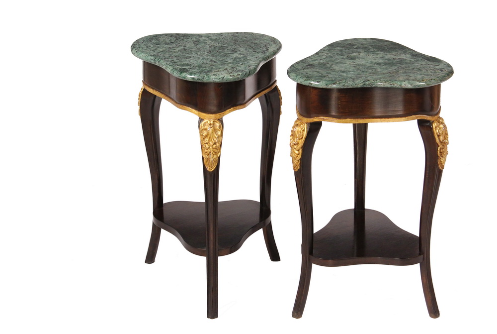 PR OF MARBLE TOP TRICORNER STANDS