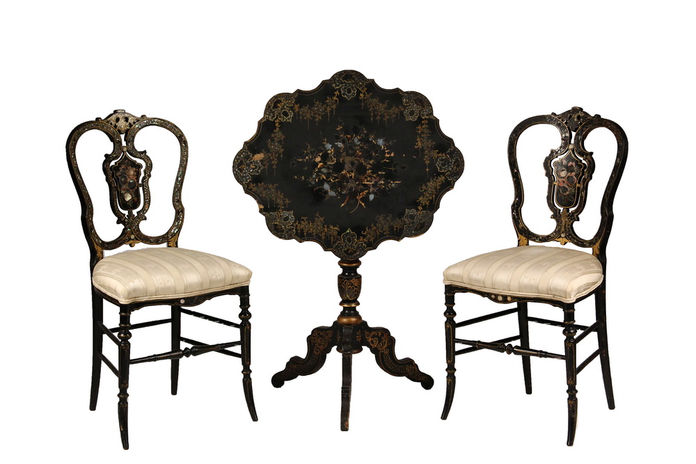 PR OF MOTHER-OF-PEARL INLAID CHAIRS