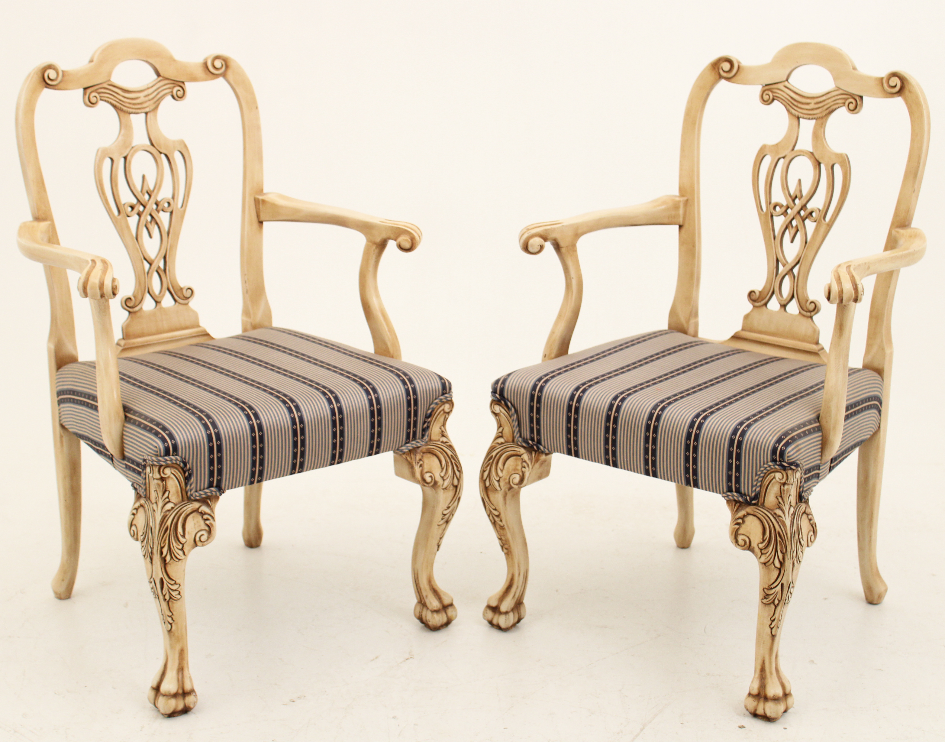 PR OF PAINTED CHIPPENDALE STYLE ARM