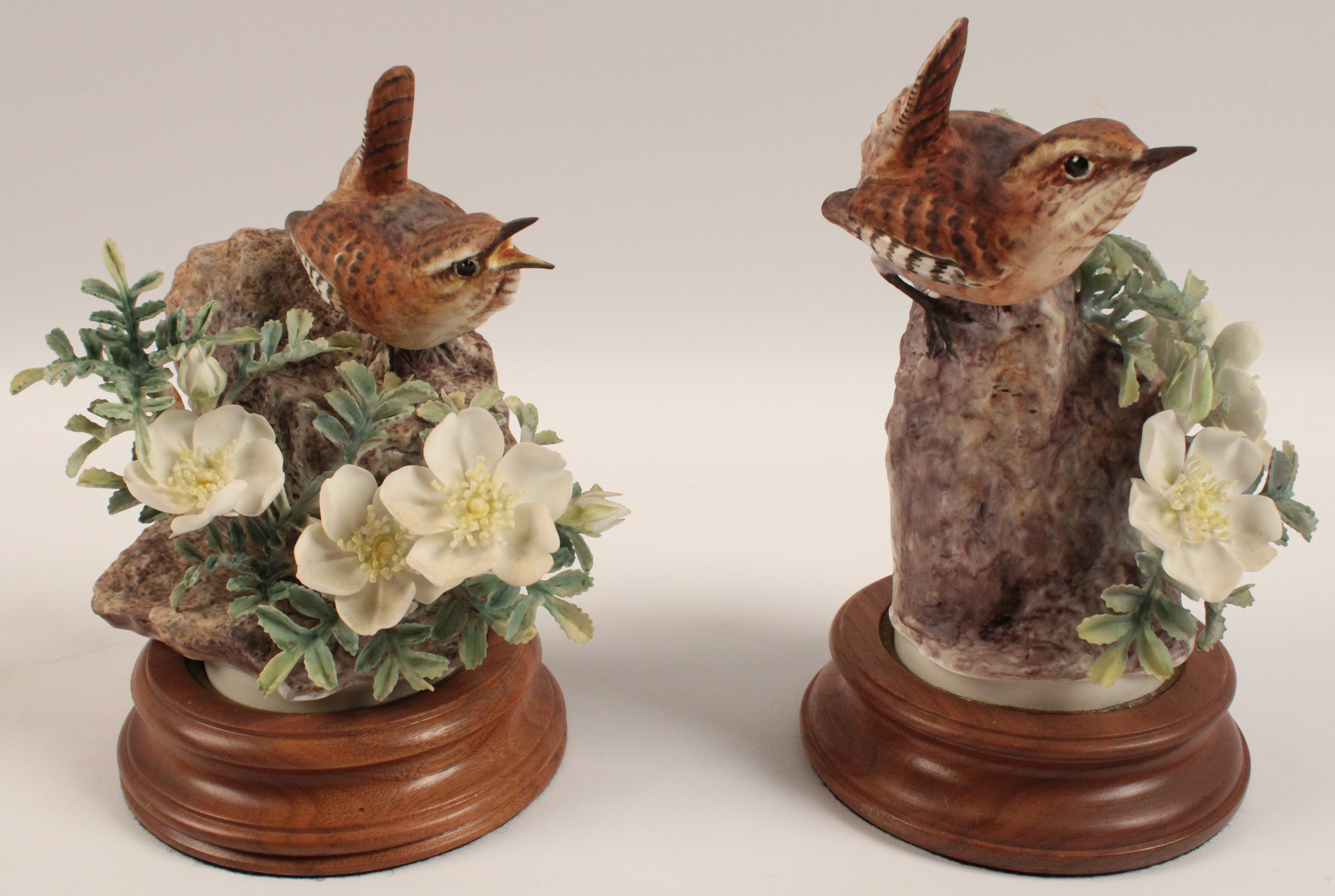 PR OF PORCELAIN MODELS OF WREN WITH