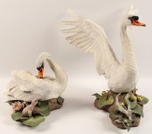 PR OF PORCELAIN MUTE SWANS BY
