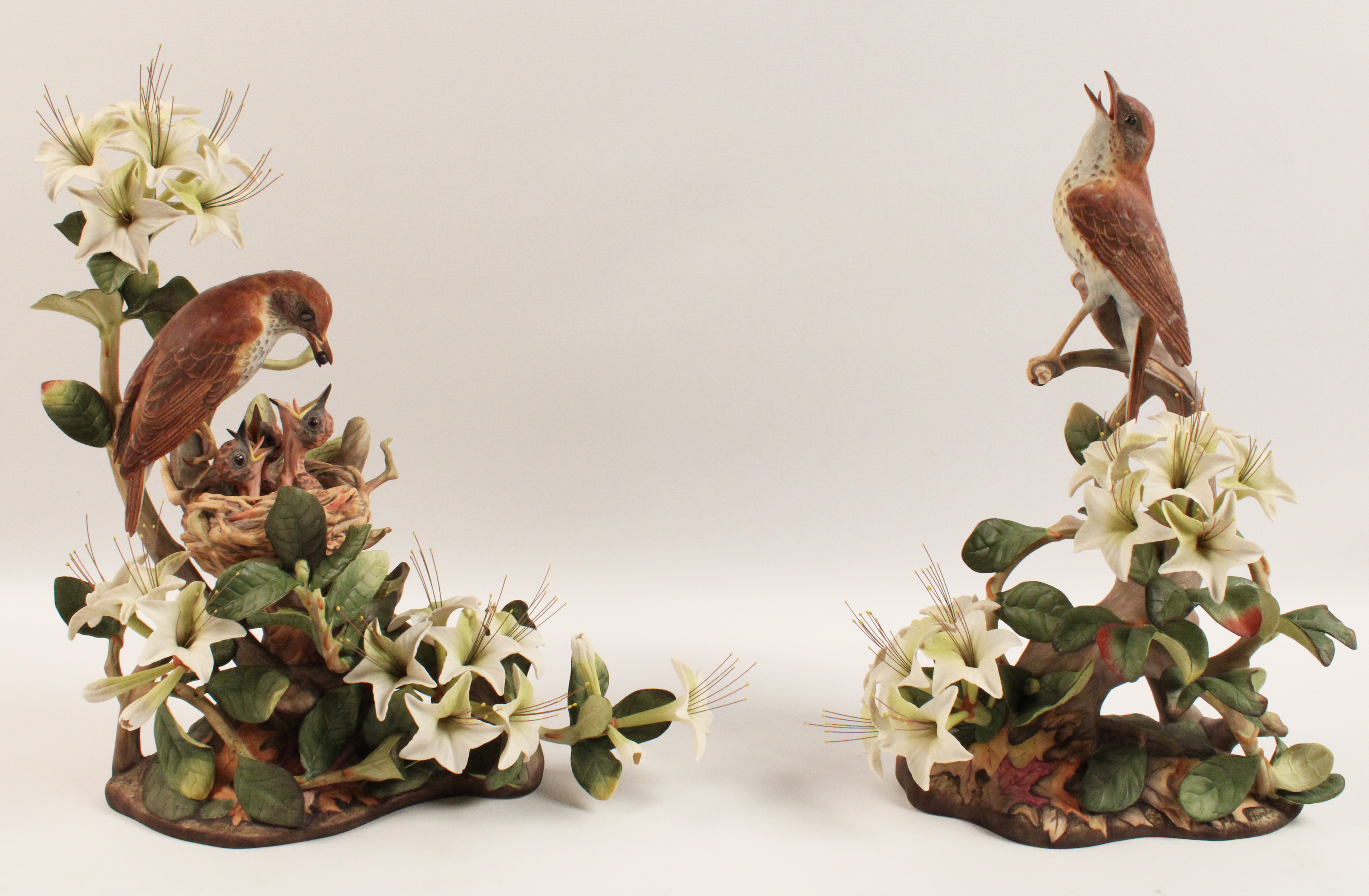 PR OF PORCELAIN WOOD THRUSHES BY