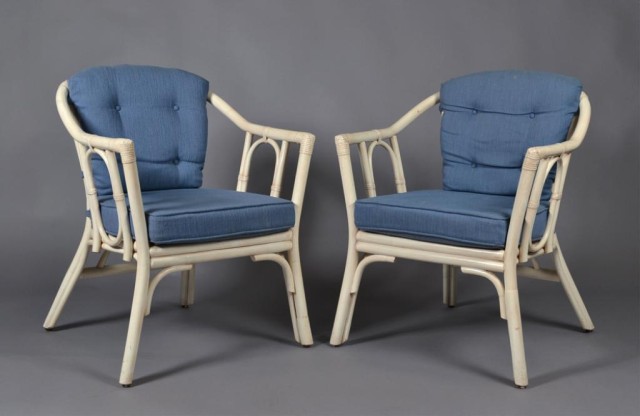 Pr. Of Rattan Arm ChairsRattan