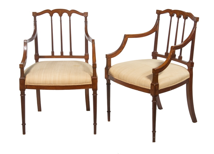 PR OF REGENCY INLAID ARMCHAIRS