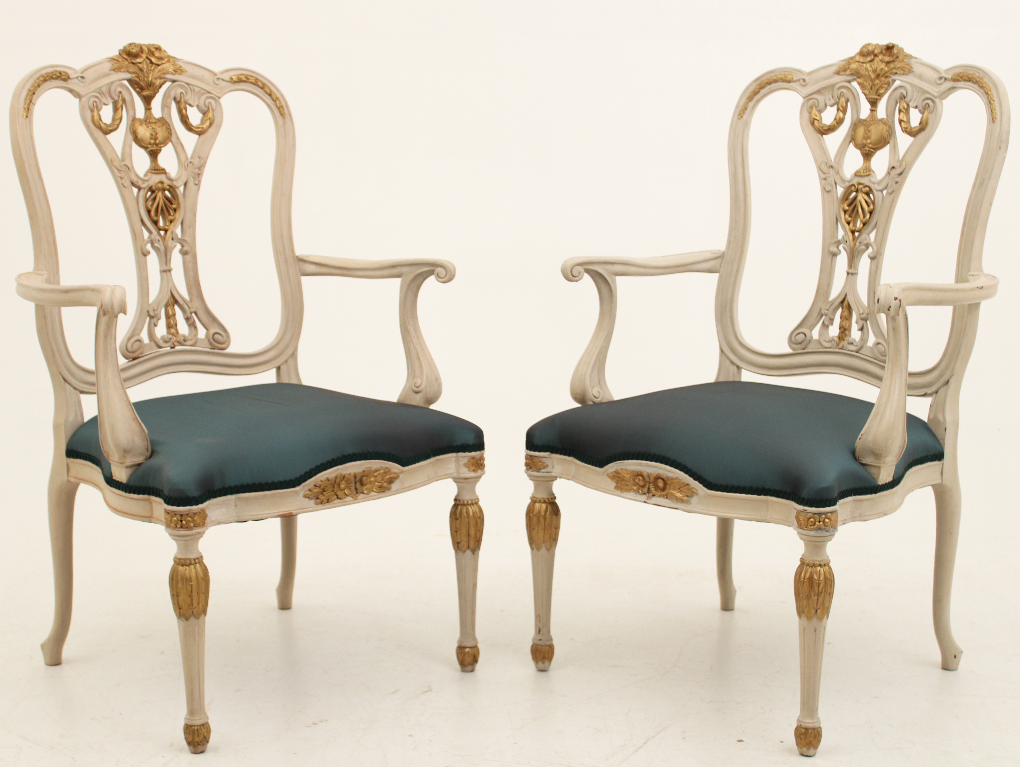 PR OF REGENCY STYLE PAINTED ARM